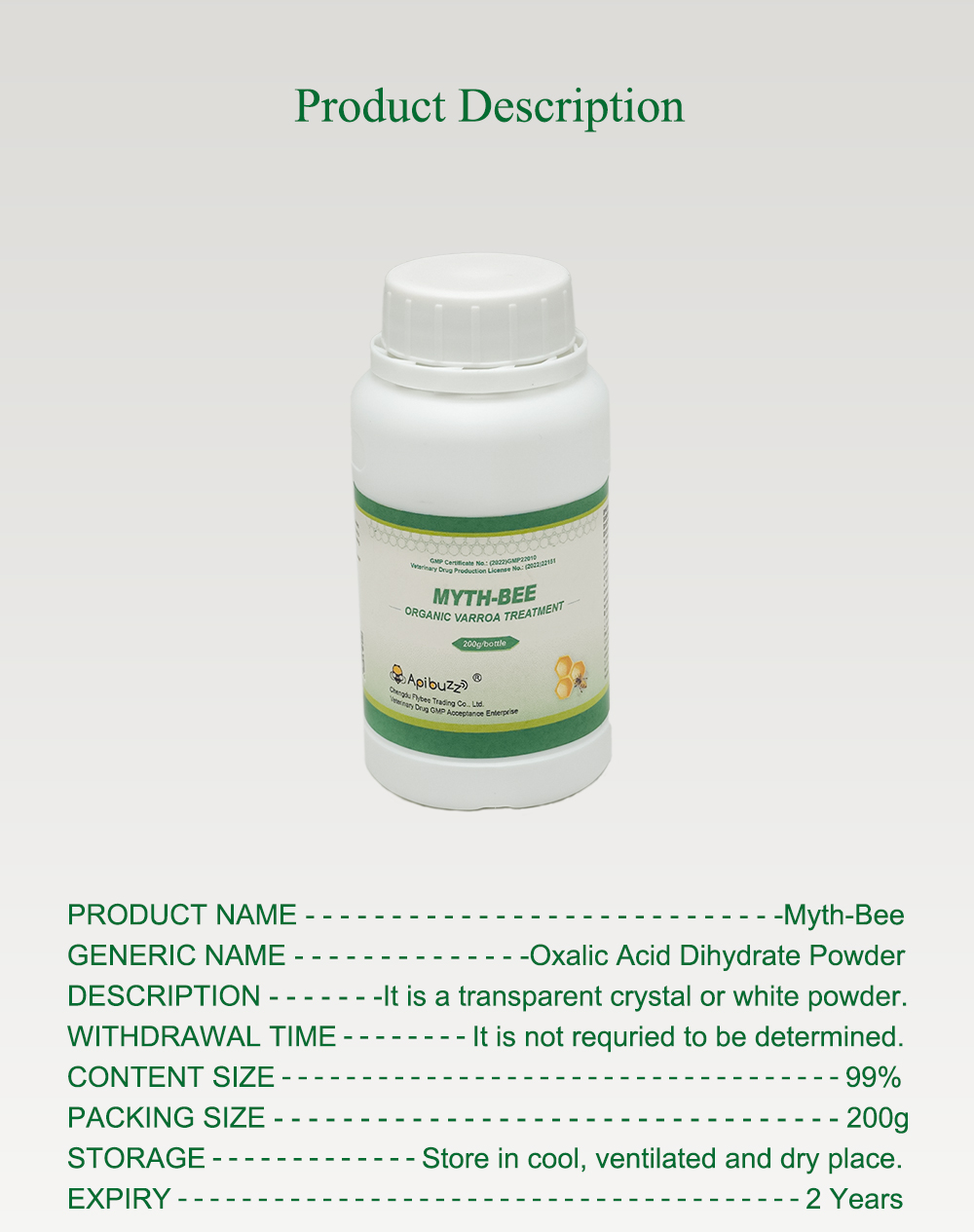 MYTH-BEE Oxalic Acid Treatment for Bees