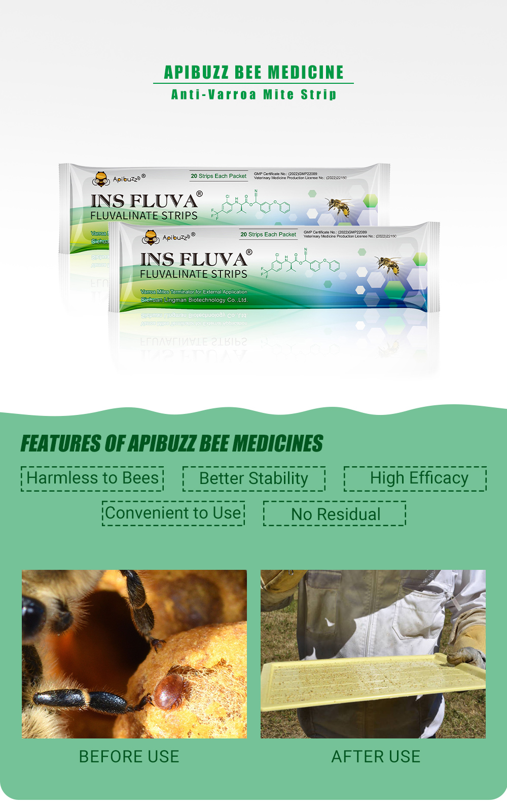 INS FLUVA Gentle Bee Mite Treatment Strips