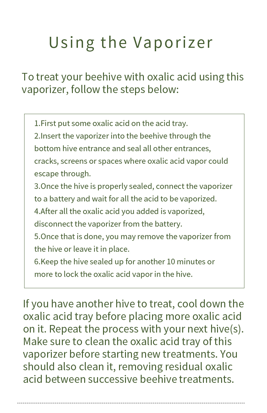 OA Vaporizer - Oxalic Acid Vaporization for Bees